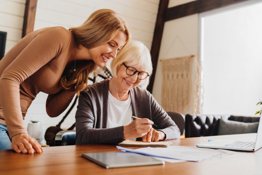 Woman reviewing estate plan with her daughter